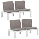 Garden Lounge Benches with Cushions 2 pcs Plastic White - Side View