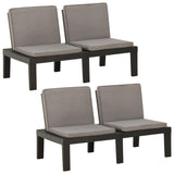 Garden Lounge Benches with Cushions 2 pcs Plastic Grey - Side View