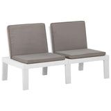 3 Piece Garden Lounge Set with Cushions Plastic White - Close-Up Angle