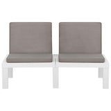 3 Piece Garden Lounge Set with Cushions Plastic White
