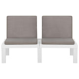 3 Piece Garden Lounge Set with Cushions Plastic White - Low Angle