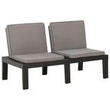 3 Piece Garden Lounge Set with Cushions Plastic Grey - Rear View