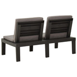 3 Piece Garden Lounge Set with Cushions Plastic Grey - Low Angle