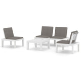 4 Piece Garden Lounge Set with Cushions Plastic White - Front View
