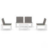 4 Piece Garden Lounge Set with Cushions Plastic White