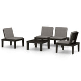 4 Piece Garden Lounge Set with Cushions Plastic Grey - Front View
