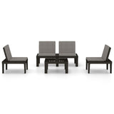 4 Piece Garden Lounge Set with Cushions Plastic Grey - Side View