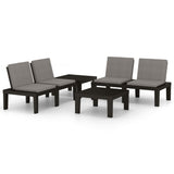 4 Piece Garden Lounge Set with Cushions Plastic Grey - Front View