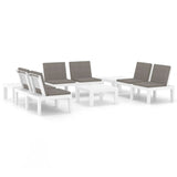 6 Piece Garden Lounge Set with Cushions Plastic White - Front View