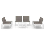 6 Piece Garden Lounge Set with Cushions Plastic White