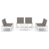6 Piece Garden Lounge Set with Cushions Plastic White - Side View