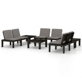 6 Piece Garden Lounge Set with Cushions Plastic Grey