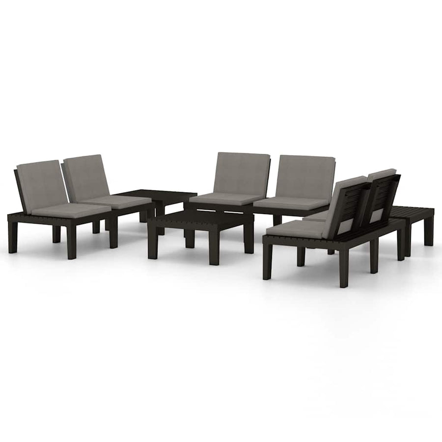 6 Piece Garden Lounge Set with Cushions Plastic Grey