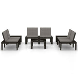6 Piece Garden Lounge Set with Cushions Plastic Grey