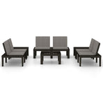 6 Piece Garden Lounge Set with Cushions Plastic Grey