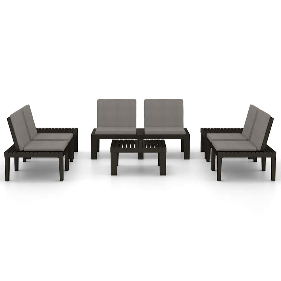 6 Piece Garden Lounge Set with Cushions Plastic Grey
