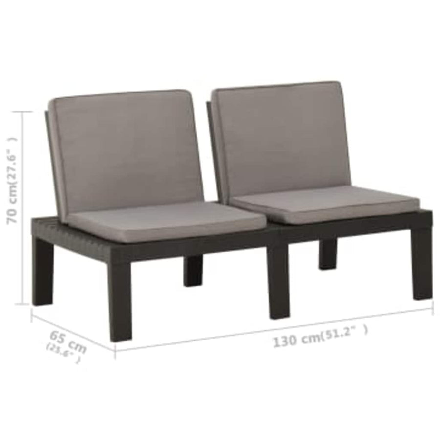 6 Piece Garden Lounge Set with Cushions Plastic Grey