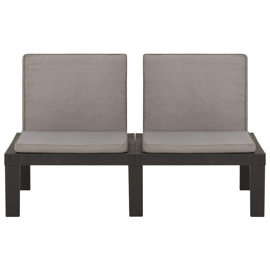 6 Piece Garden Lounge Set with Cushions Plastic Grey