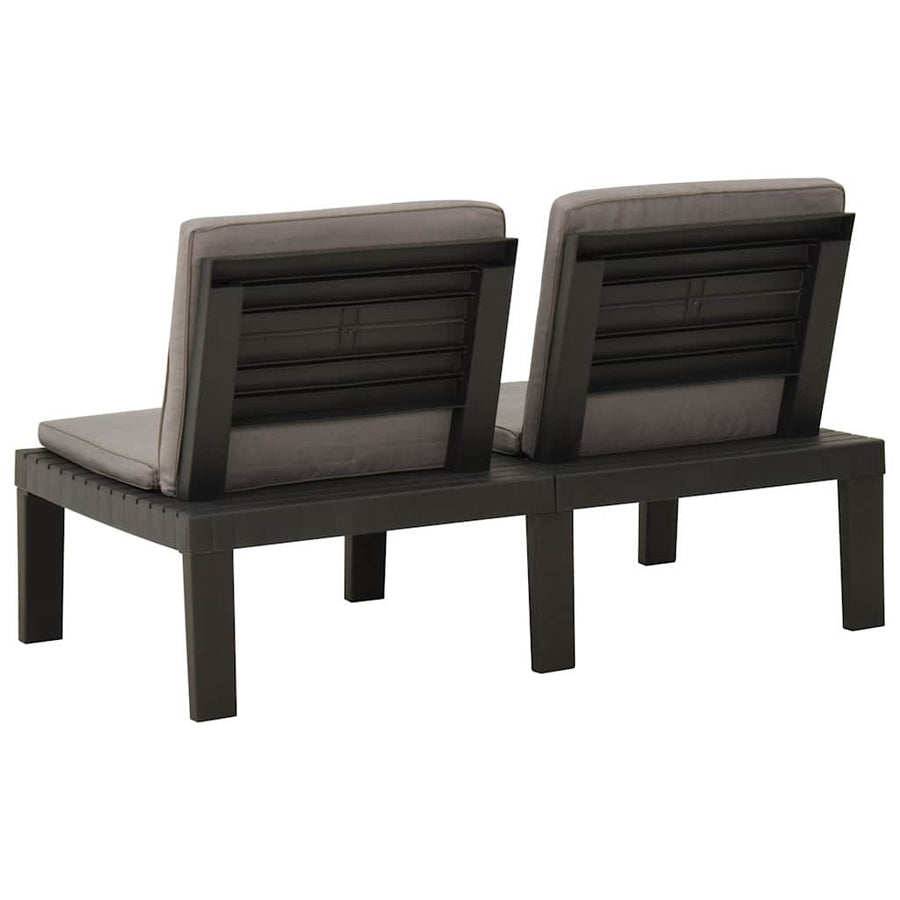 6 Piece Garden Lounge Set with Cushions Plastic Grey