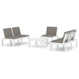 4 Piece Garden Lounge Set with Cushions Plastic White
