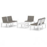 4 Piece Garden Lounge Set with Cushions Plastic White - Front View