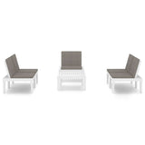 4 Piece Garden Lounge Set with Cushions Plastic White - Side View