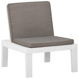 4 Piece Garden Lounge Set with Cushions Plastic White - Extra Image