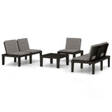 4 Piece Garden Lounge Set with Cushions Plastic Grey - Front View