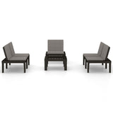 4 Piece Garden Lounge Set with Cushions Plastic Grey - Side View