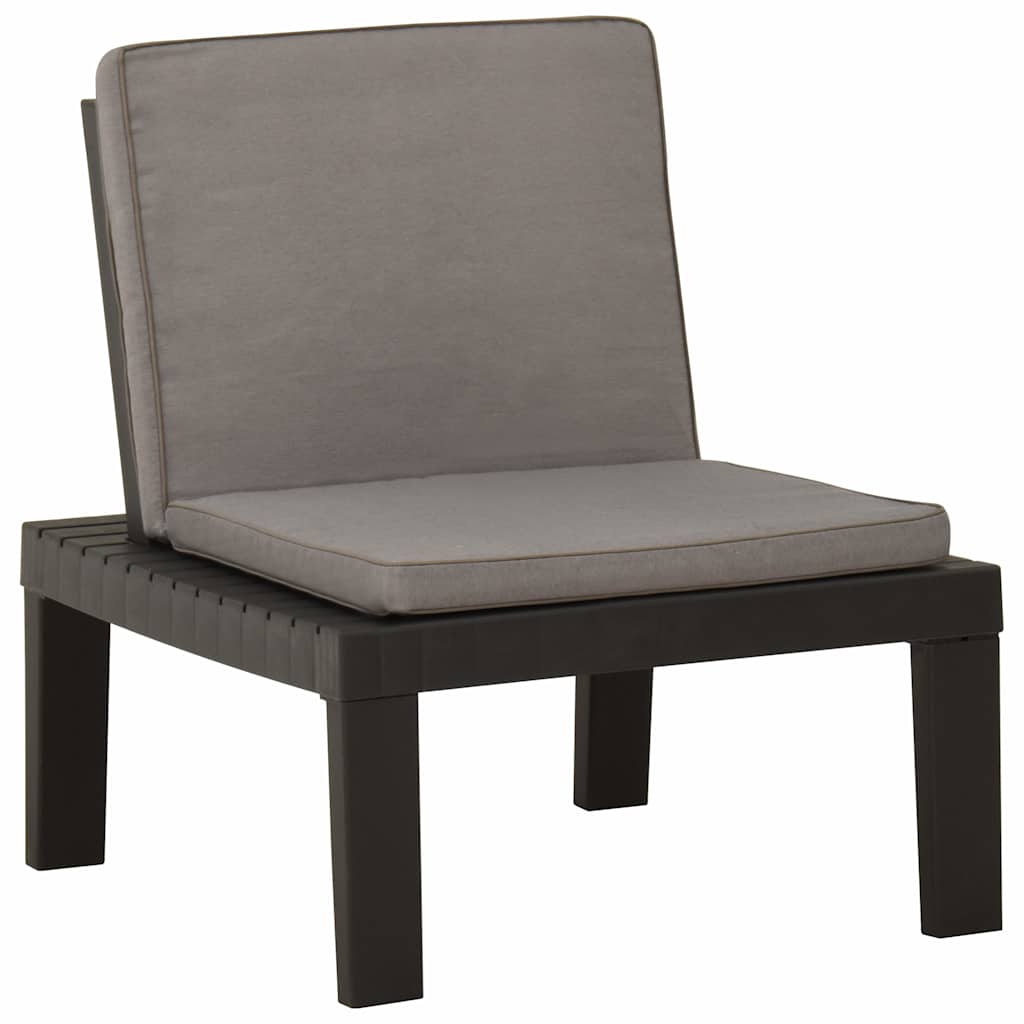 4 Piece Garden Lounge Set with Cushions Plastic Grey