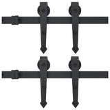 Sliding Door Hardware Kits 2 pcs 200 cm Steel Black - Front View