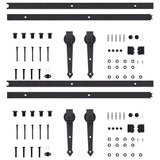 Sliding Door Hardware Kits 2 pcs 200 cm Steel Black