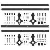 Sliding Door Hardware Kits 2 pcs 200 cm Steel Black