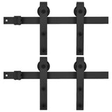 Sliding Door Hardware Kits 2 pcs 183 cm Steel Black - Front View