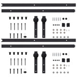 Sliding Door Hardware Kits 2 pcs 200 cm Steel Black