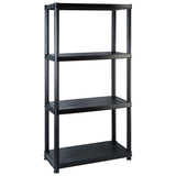 Storage Shelf 4-Tier Black 122x30.5x130 cm Plastic - Front View