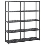 3099852 vidaXL Storage Shelf 5-Tier Black 142x38x170 cm Plastic