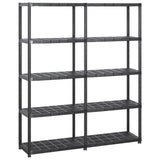 Storage Shelf 5-Tier Black 142x38x170 cm Plastic