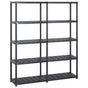 3099852 vidaXL Storage Shelf 5-Tier Black 142x38x170 cm Plastic