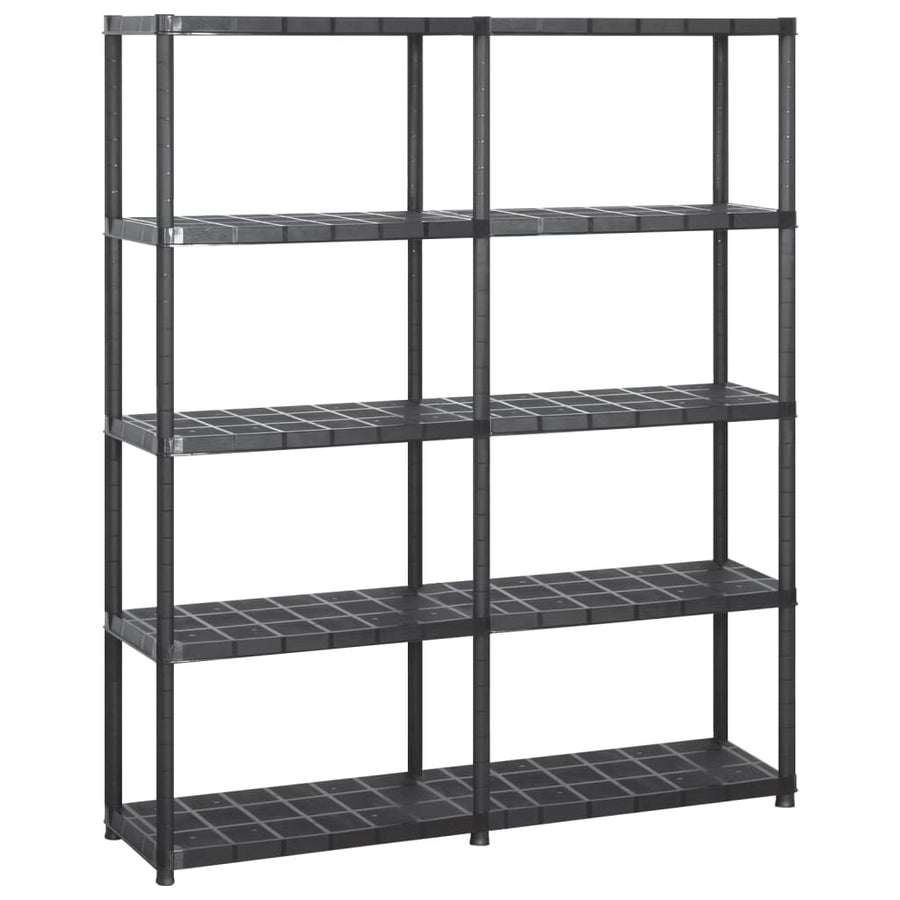 3099852 vidaXL Storage Shelf 5-Tier Black 142x38x170 cm Plastic