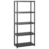 Storage Shelf 5-Tier Black 142x38x170 cm Plastic - Front View