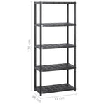 3099852 vidaXL Storage Shelf 5-Tier Black 142x38x170 cm Plastic
