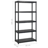 Storage Shelf 5-Tier Black 170x40x185 cm Plastic - Rear View