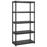 Storage Shelf 5-Tier Black 183x45.7x185 cm Plastic - Front View