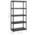 Storage Shelf 5-Tier Black 183x45,7x185 cm Plastic
