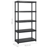 Storage Shelf 5-Tier Black 183x45.7x185 cm Plastic - 45-Degree Angle