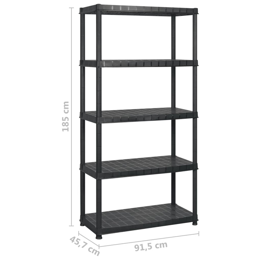 Storage Shelf 5-Tier Black 183x45,7x185 cm Plastic
