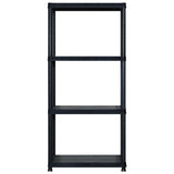Storage Shelf 4-Tier Black 183x30.5x130 cm Plastic - Side View