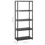 Storage Shelf 5-Tier Black 213x38x170 cm Plastic - 45-Degree Angle