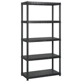 Storage Shelf 5-Tier Black 255x40x185 cm Plastic - Front View